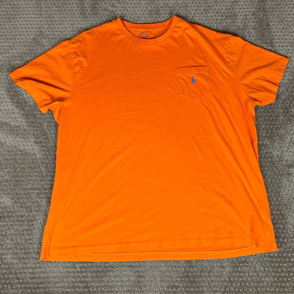 Polo Ralph Lauren Pocket T-Shirt Mens XXL Orange Classic Fit Cotton Short Sleeve